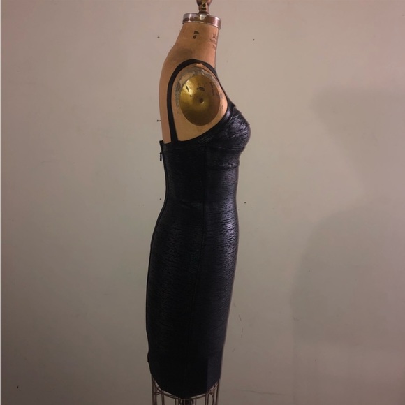 [Gstudio] Black Leather effects Cutout Sexy Bandage Body-con Mini Corset Dress - Picture 7 of 16